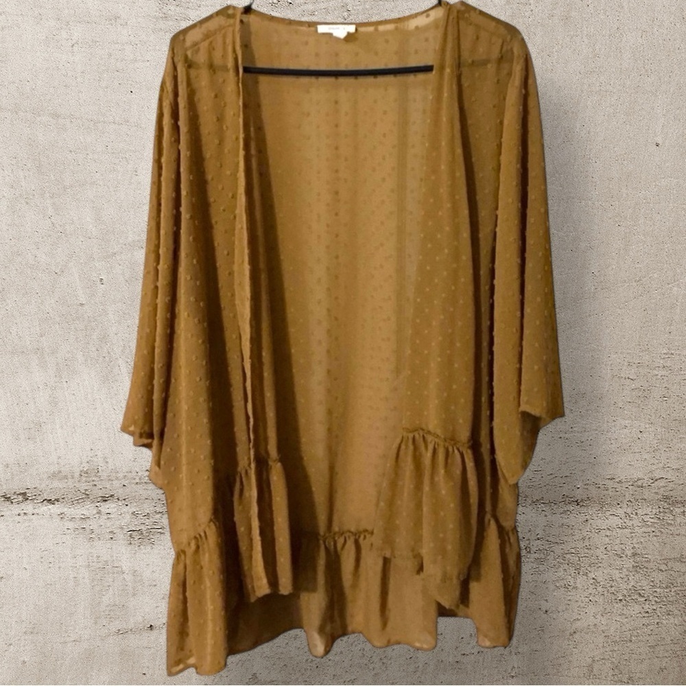 🌺MAURICES MUSTARD POPCORN RUFFLED KIMONO